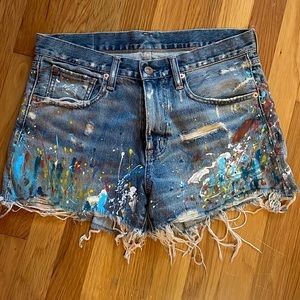 Relaxed cutoff denim shorts